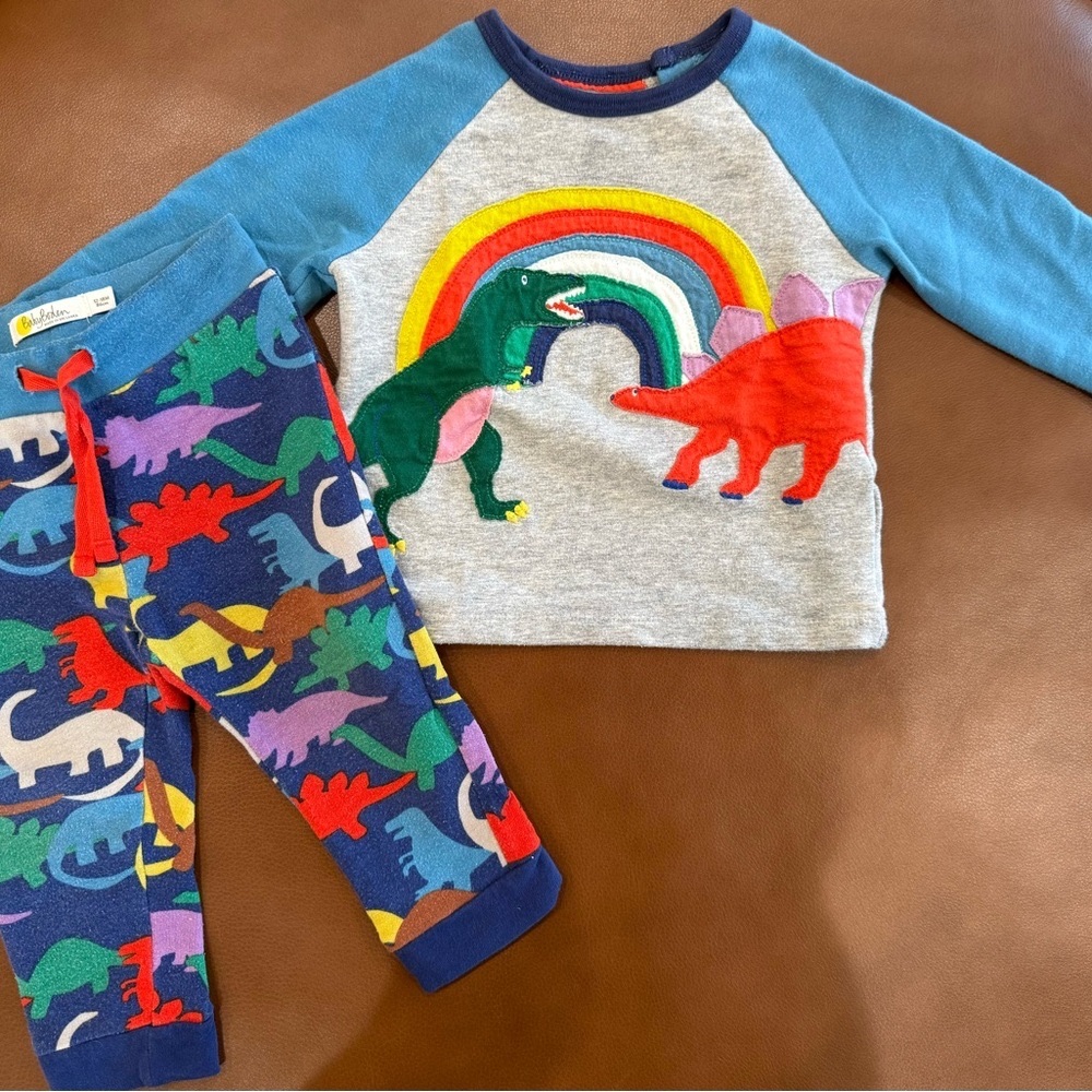 Baby Boden Dinosaur Rainbow Outfit (12-18 mos)